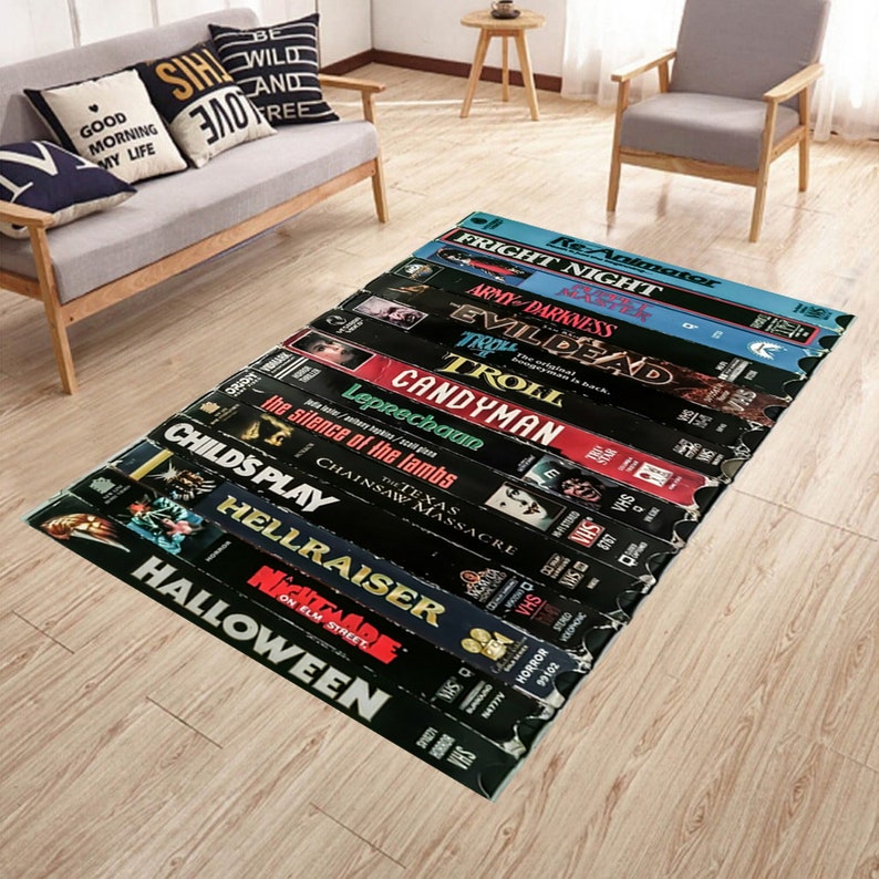 VHS Tape Classic Halloween Horror Movies Rug - 2.0