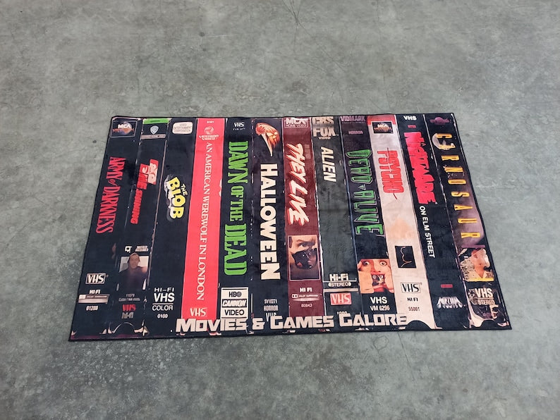 VHS Tape Classic Halloween Horror Movies Rug