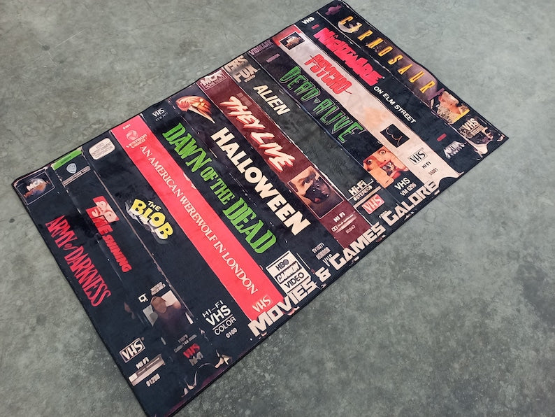 VHS Tape Classic Halloween Horror Movies Rug