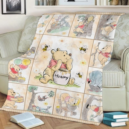 Personalized Watercolor Winnie the Pooh blanket