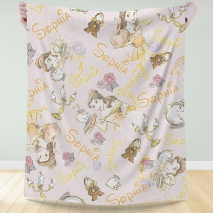 Personalized Beauty and the Beast Disney Princess Belle Blanket