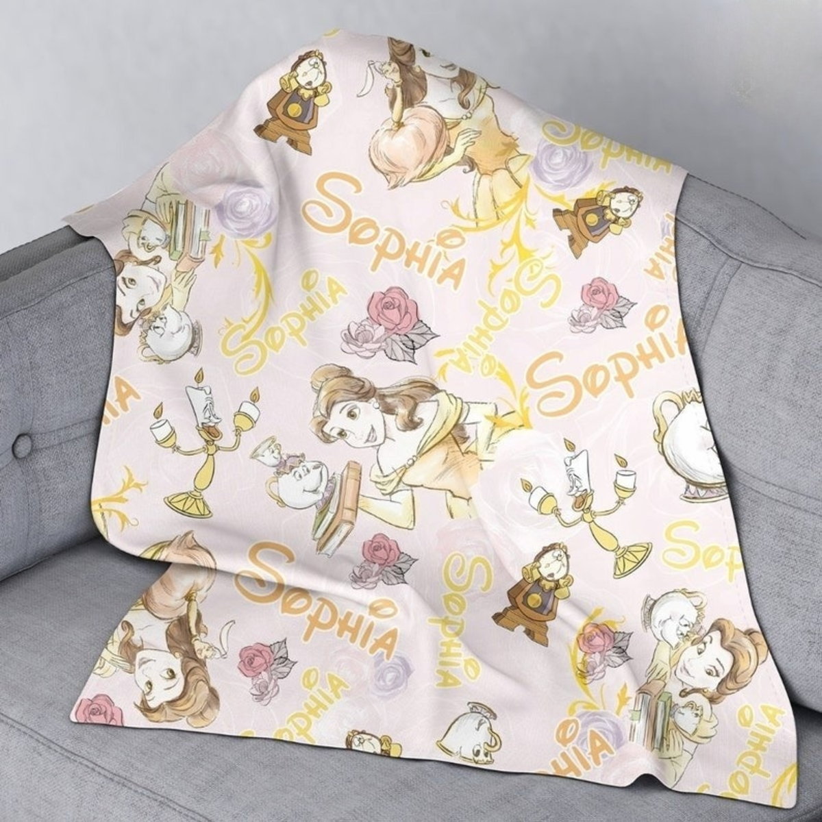 Personalized Beauty and the Beast Disney Princess Belle Blanket