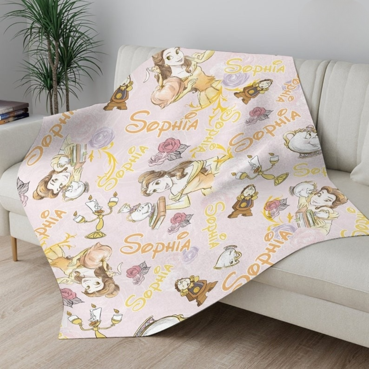 Personalized Beauty and the Beast Disney Princess Belle Blanket