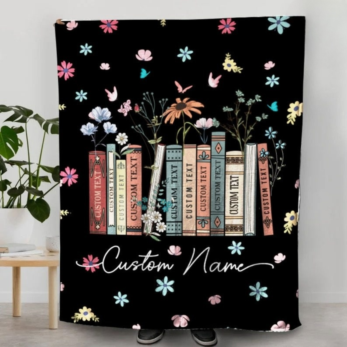 Personalized Floral Book Blanket