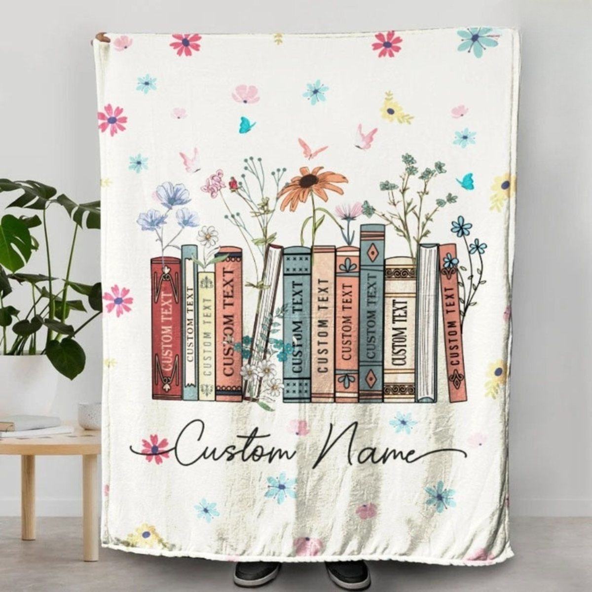 Personalized Floral Book Blanket