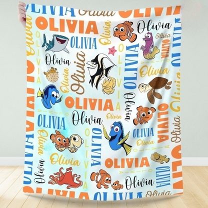 Personalized Watercolor Disney Finding Nemo Blanket