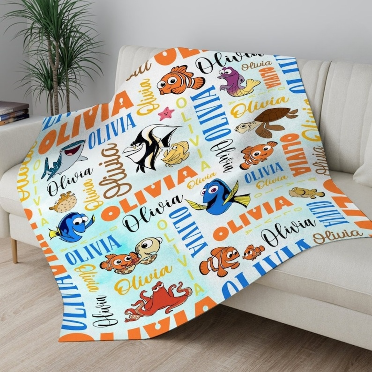 Personalized Watercolor Disney Finding Nemo Blanket