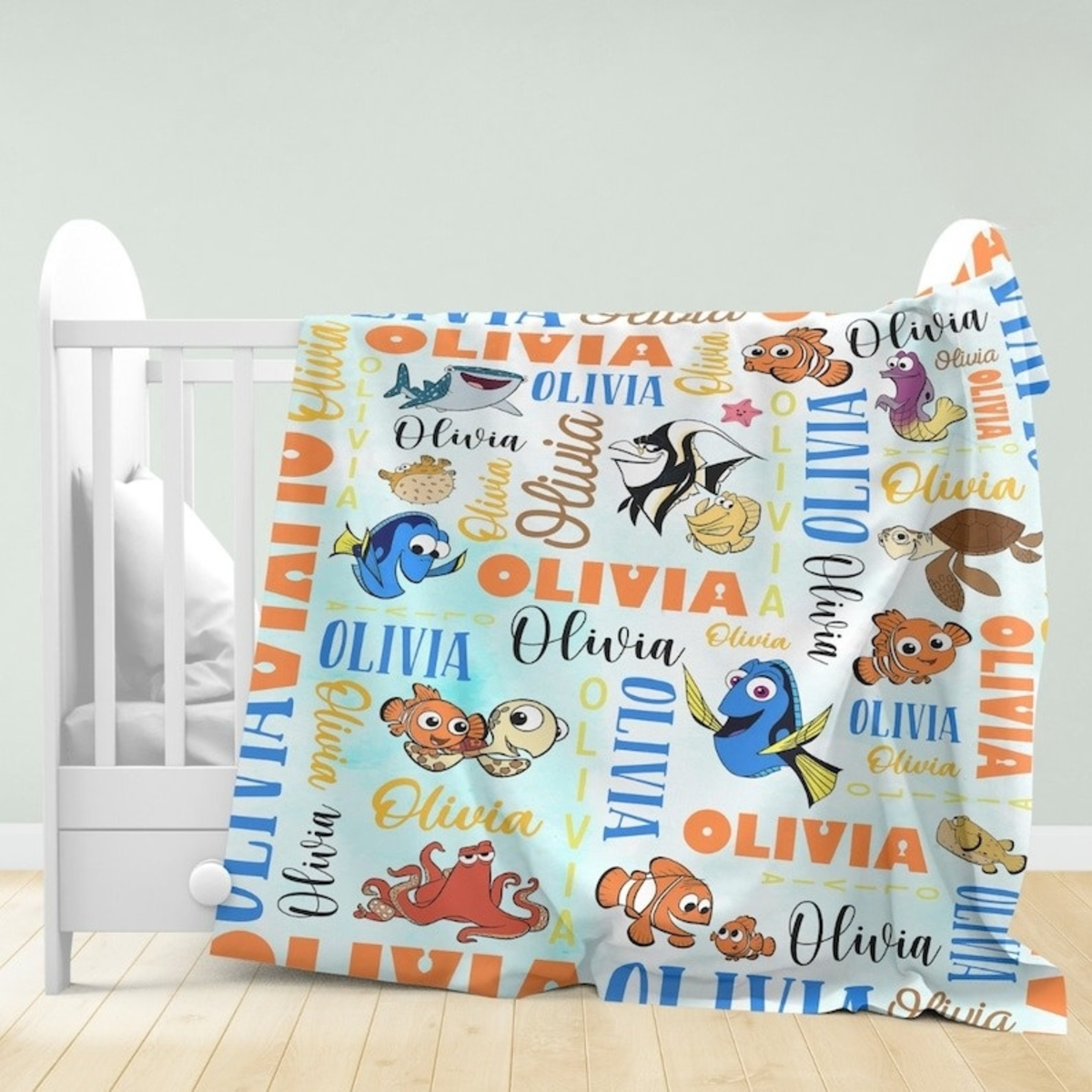 Personalized Watercolor Disney Finding Nemo Blanket