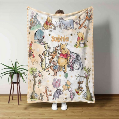 Personalized Watercolor Winnie the Pooh blanket