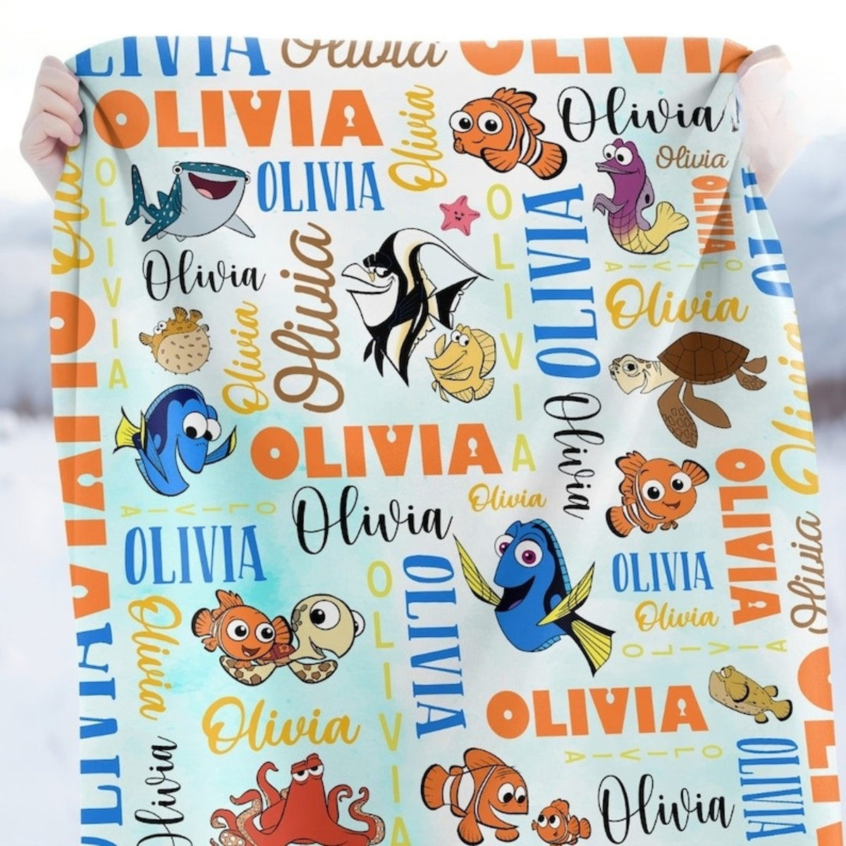 Personalized Watercolor Disney Finding Nemo Blanket