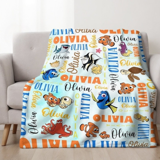 Personalized Watercolor Disney Finding Nemo Blanket