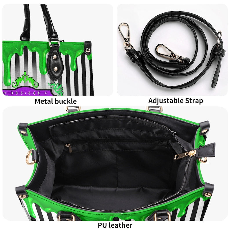 Gothic Beetle Goo Green Black White Strap Bag Handbag