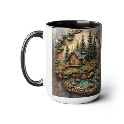 Woodland Forest Mug Rustic Cabin Wood Panel Effect Accent Mug