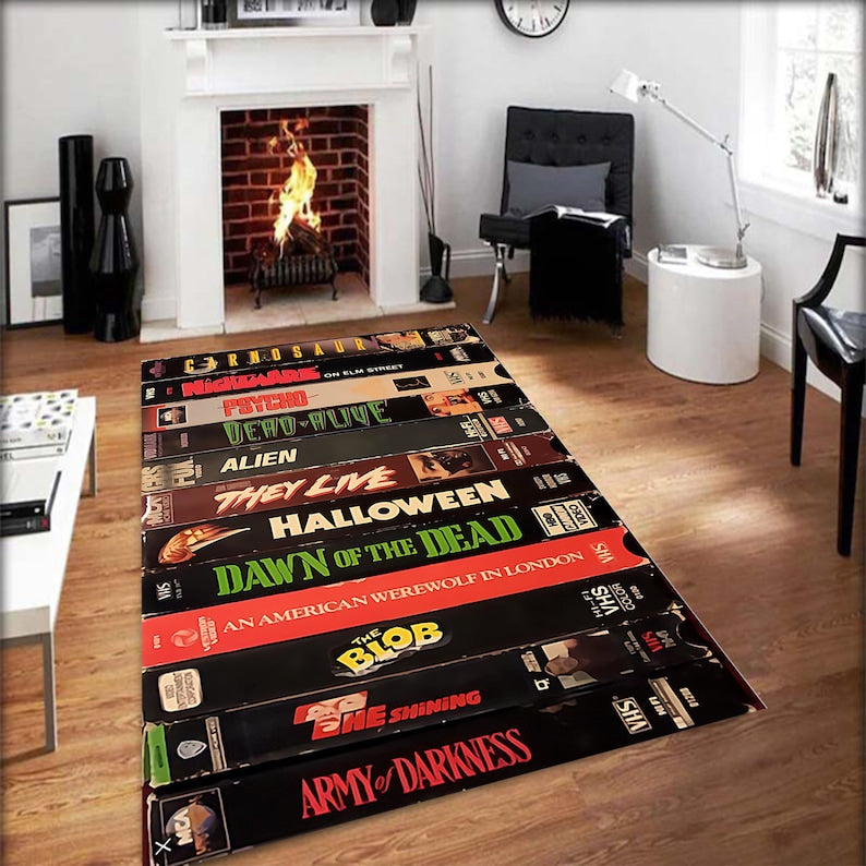 VHS Tape Classic Halloween Horror Movies Rug