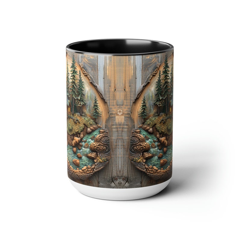 Woodland Forest Mug Rustic Cabin Wood Panel Effect Accent Mug