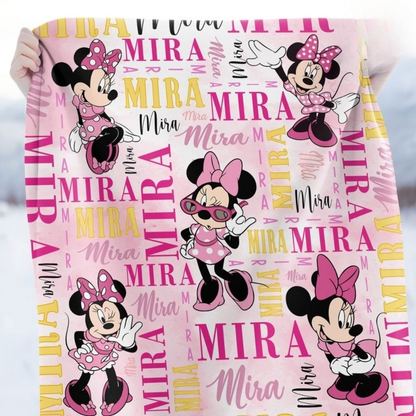 Personalized Watercolor Disney Minnie Mouse Blanket