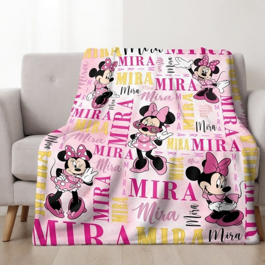 Personalized Watercolor Disney Minnie Mouse Blanket