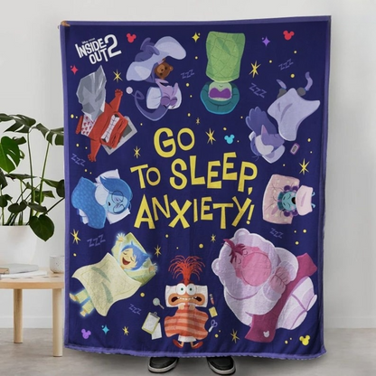 Personalized Go to sleep Anxiety Disney Pixar Inside Out 2 Characters Blanket