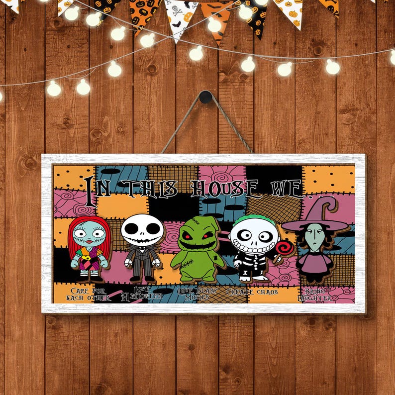 In This House We Funny and Festive Halloween 2 Layered Frame Wood Sign