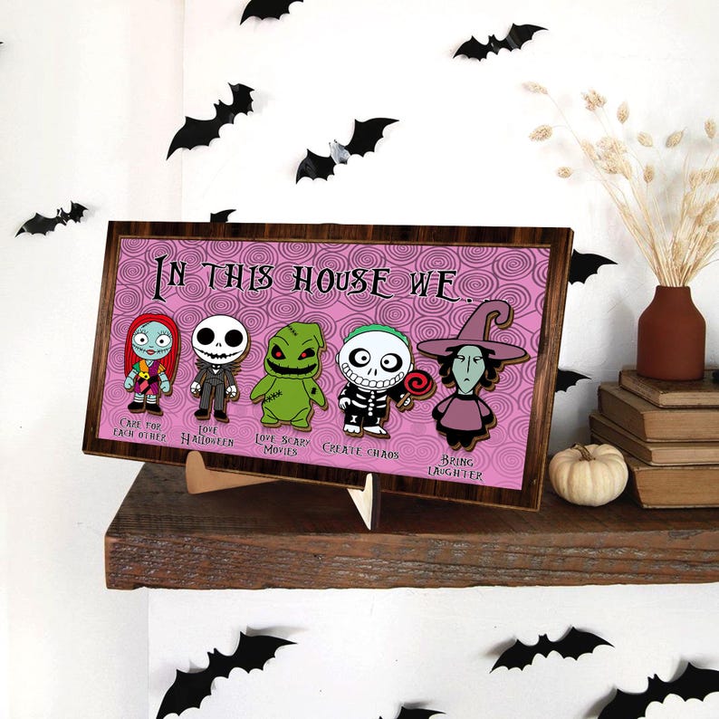 In This House We Funny and Festive Halloween 2 Layered Frame Wood Sign