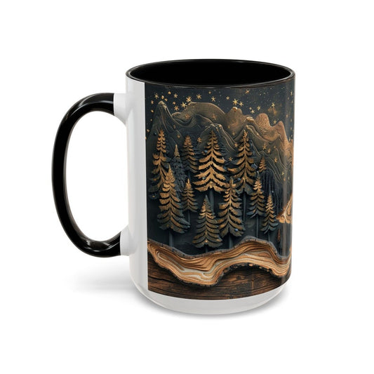 Mountain And Moon Mug Moon And Stars Wood Panel Effect Accent Mug