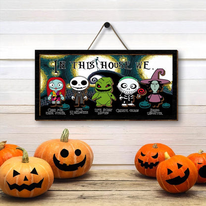 In This House We Funny and Festive Halloween 2 Layered Frame Wood Sign