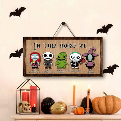 In This House We Funny and Festive Halloween 2 Layered Frame Wood Sign