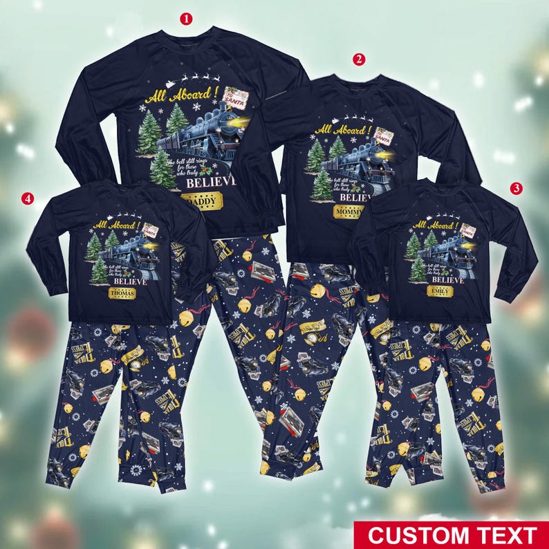 Custom The Polar Express Inspired Pajamas Set Family Matching Pajamas Set