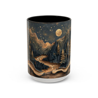 Mountain And Moon Mug Moon And Stars Wood Panel Effect Accent Mug