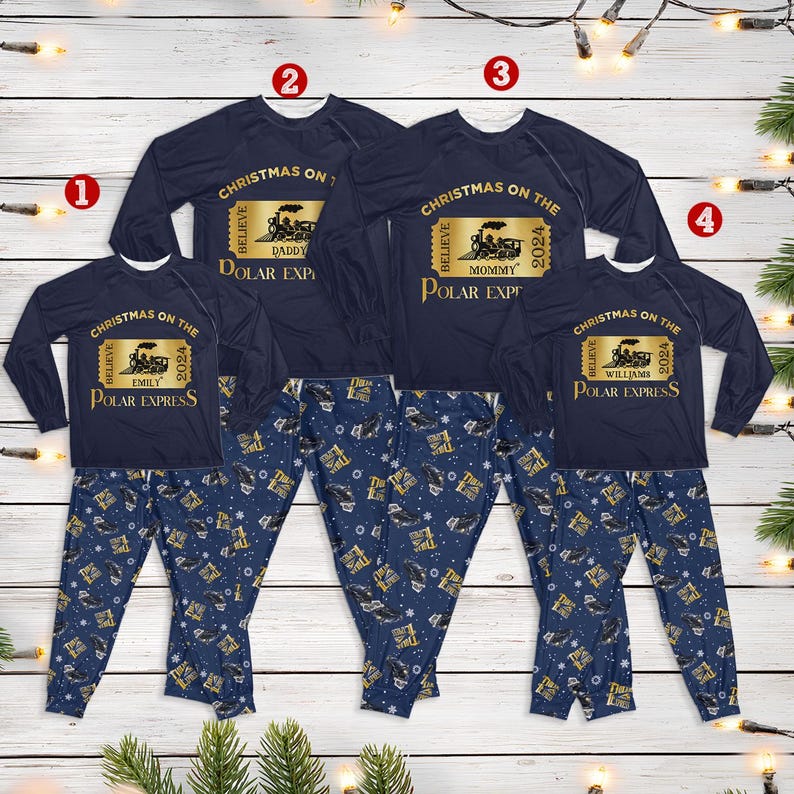 Custom The Polar Express Inspired Pajamas Set Family Matching Pajamas Set - Version 2