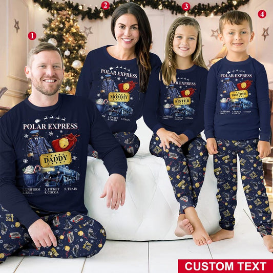 Custom The Polar Express Inspired Pajamas Set Family Matching Pajamas Set - Version 3