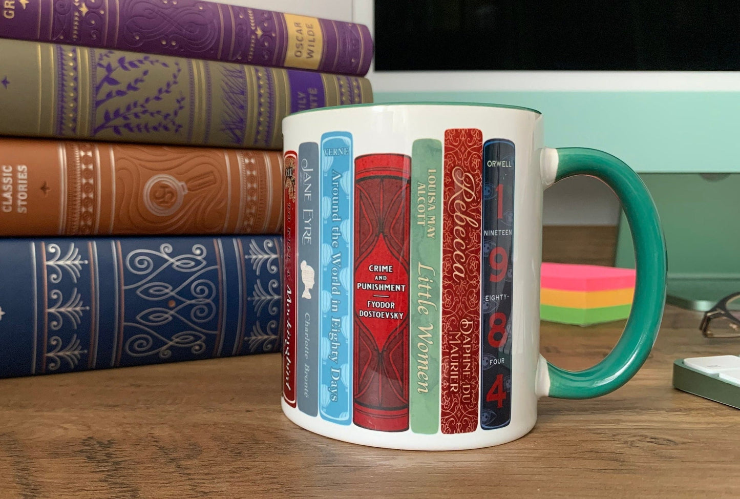 Classic Books Spines Accent Mug