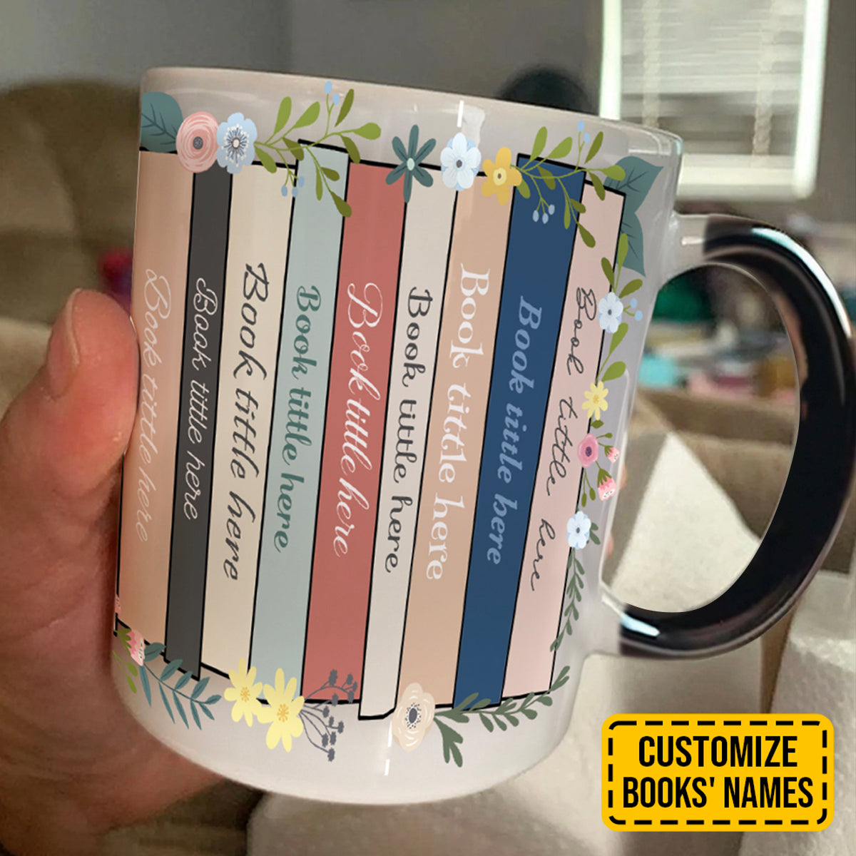 Custom Books' Names Book Spine Gift for Book Lover Accent Mug