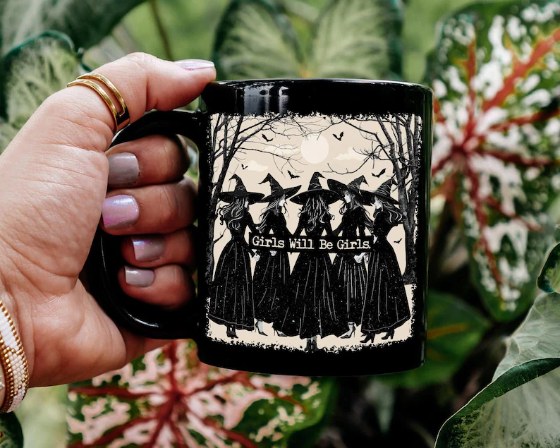 Girls Will Be Girls Witchy Halloween Black Mug