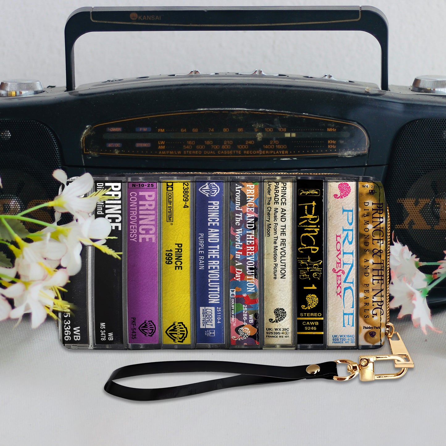 Prince Albums Cassette Vintage Leather Long Wallet