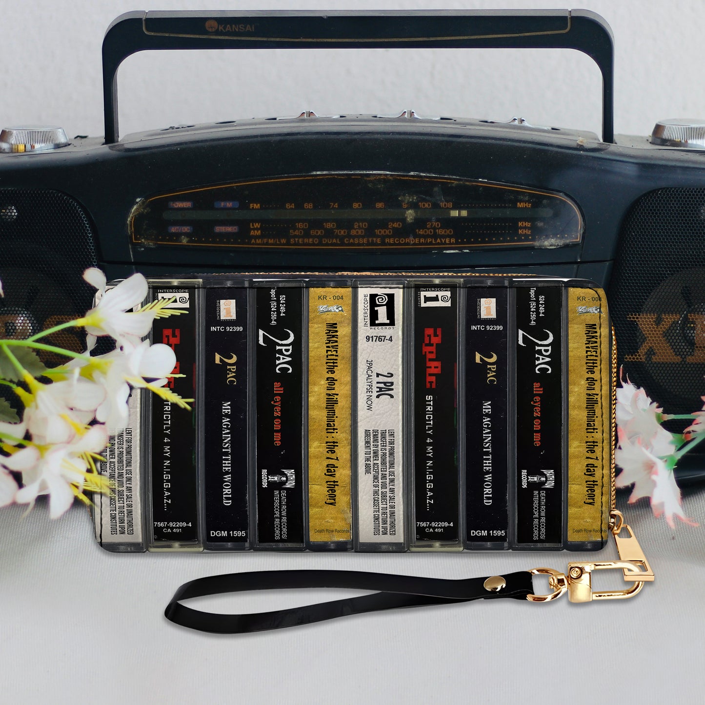 Tupac Albums Cassette Vintage Leather Long Wallet