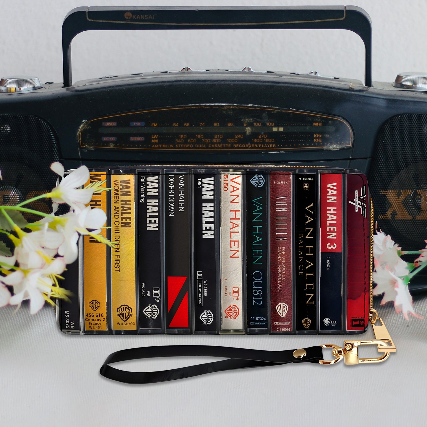 Van Halen Albums Cassette Vintage Leather Long Wallet
