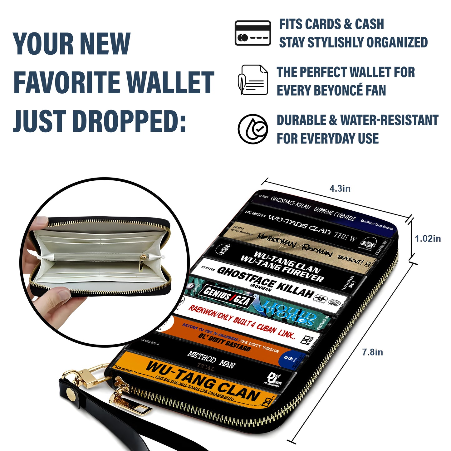 Wu-tang Clan Albums Cassette Vintage Leather Long Wallet