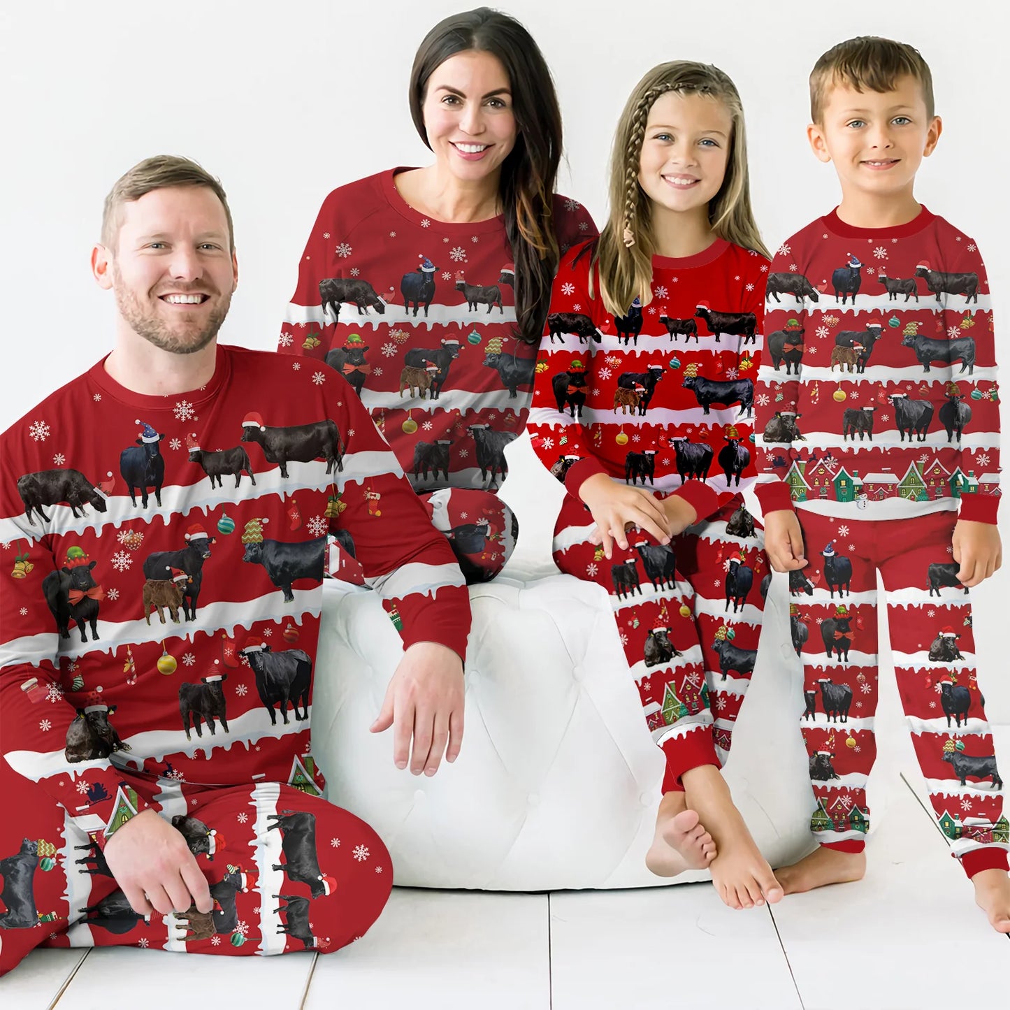 Cattle Farm In Snow  Pajamas Set Family Matching Pajamas Set