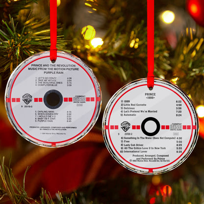 Prince Albums CD Glass Ornaments Set