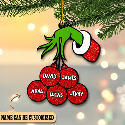 Grinch Ball Familly Custom Name Acrylic Ornament Christmas