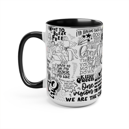 Queen Doodle Lyrics Accent Edge-to-Edge Printed Mug