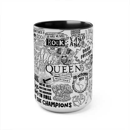 Queen Doodle Lyrics Accent Edge-to-Edge Printed Mug