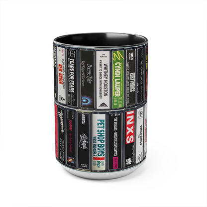 80s Singles Cassette Collection Retro Accent Edge-to-Edge Printed Mug