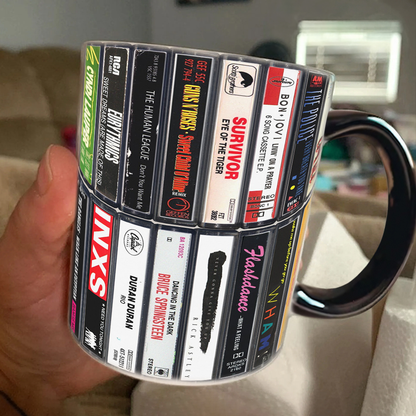 80s Singles Cassette Collection Retro Accent Edge-to-Edge Printed Mug