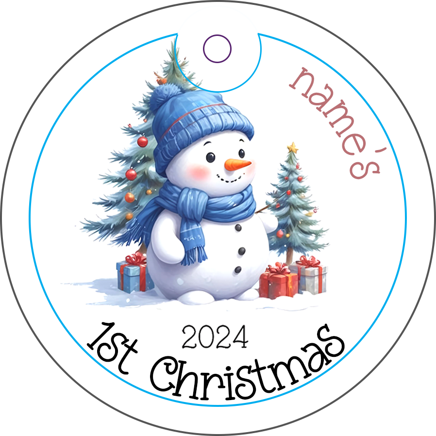 ornament!christmas!ceramic!snowman-baby-keepsake-round