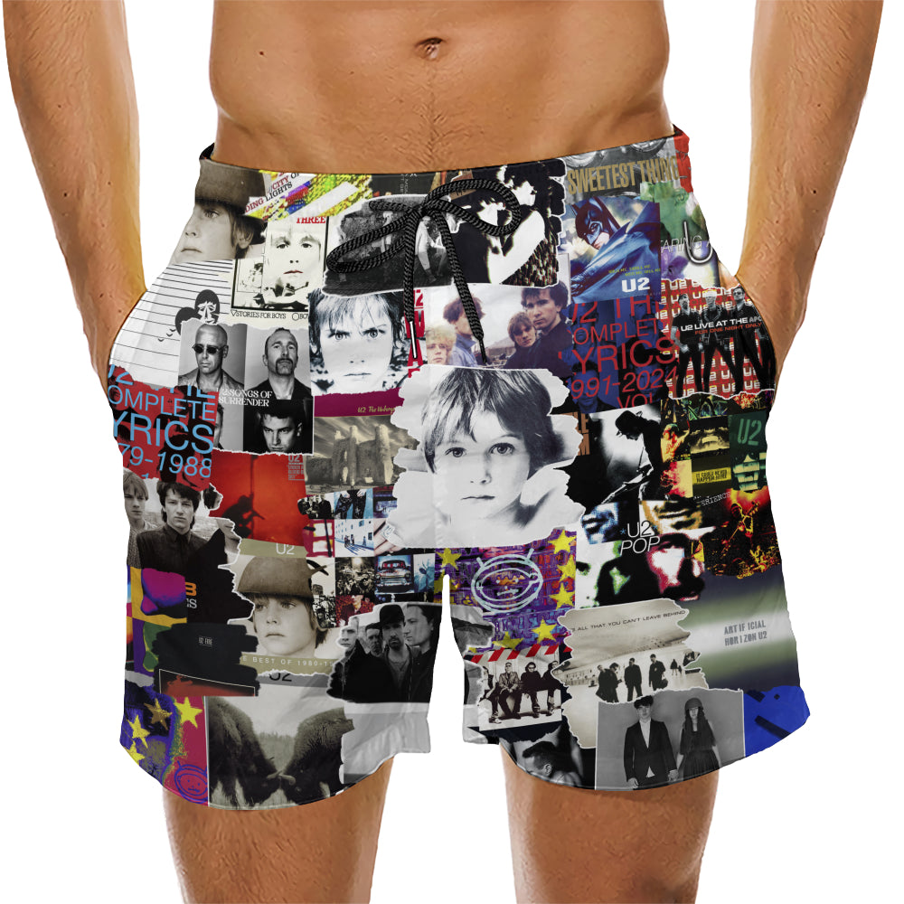 U2 Albums Covers Collage Unisex Hawaiian Shorts
