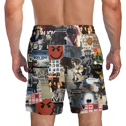Bon Jovi Albums Covers Collage Unisex Hawaiian Shorts