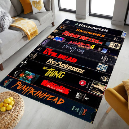 VHS Tape Classic Halloween Horror Movies Retro Rug -