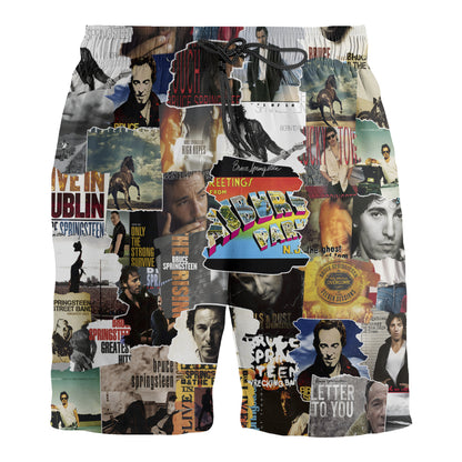 Bruce Springsteen Albums Covers Collage Unisex Hawaiian Shorts